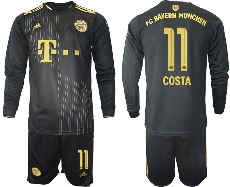 Men 2021-2022 Club Bayern Munich away black Long Sleeve #11 Soccer Jersey